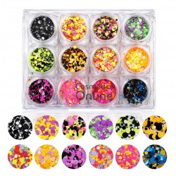 Decoratiuni pentru unghii DC018 din buline colorate, set 12 bucati